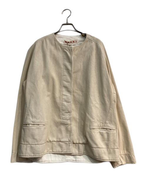 MARNI（マルニ）MARNI (マルニ) コーティングノーカラージャケット　GIJD0053G2 アイボリー サイズ:40の古着・服飾アイテム