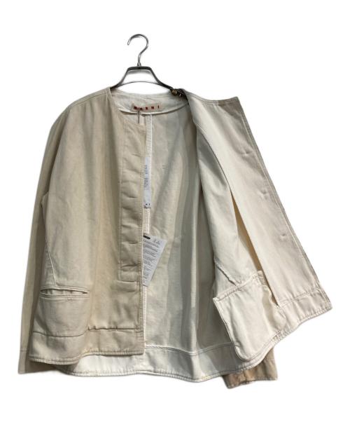 MARNI（マルニ）MARNI (マルニ) コーティングノーカラージャケット　GIJD0053G2 アイボリー サイズ:40の古着・服飾アイテム