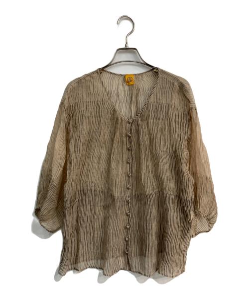JURGEN LEHL（ヨーガンレール）JURGEN LEHL (ヨーガンレール) コットンシルクシワ加工ブラウス　J0137FB003 ベージュ サイズ:Mの古着・服飾アイテム
