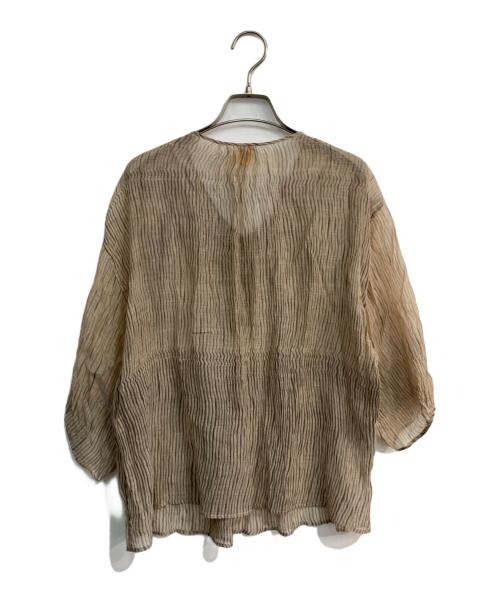JURGEN LEHL（ヨーガンレール）JURGEN LEHL (ヨーガンレール) コットンシルクシワ加工ブラウス　J0137FB003 ベージュ サイズ:Mの古着・服飾アイテム