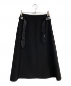 BORDERS at BALCONYボーダーズアットバルコニー）の古着「ストライプリボン ロングスカート　BD2021-3H-76」｜ブラック