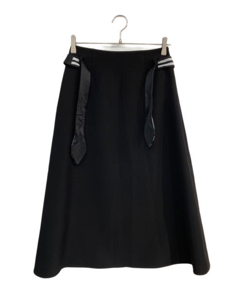BORDERS at BALCONY（ボーダーズアットバルコニー）BORDERS AT BALCONY (ボーダーズアットバルコニー) ストライプリボン ロングスカート　BD2021-3H-76 ブラック サイズ:38 未使用品の古着・服飾アイテム
