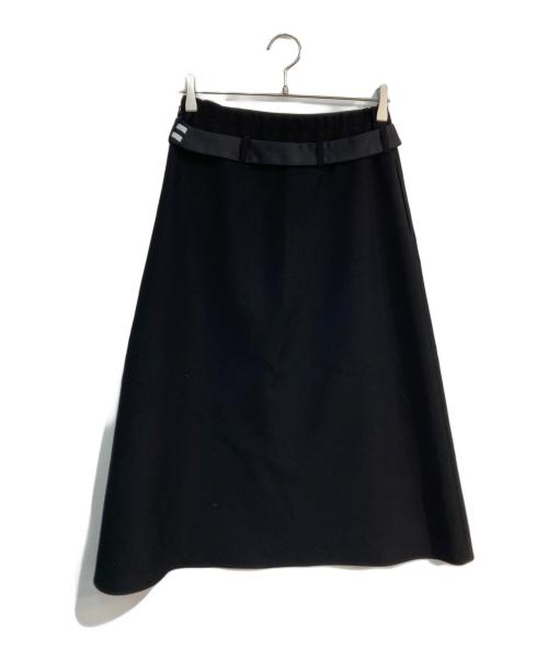 BORDERS at BALCONY（ボーダーズアットバルコニー）BORDERS AT BALCONY (ボーダーズアットバルコニー) ストライプリボン ロングスカート　BD2021-3H-76 ブラック サイズ:38 未使用品の古着・服飾アイテム