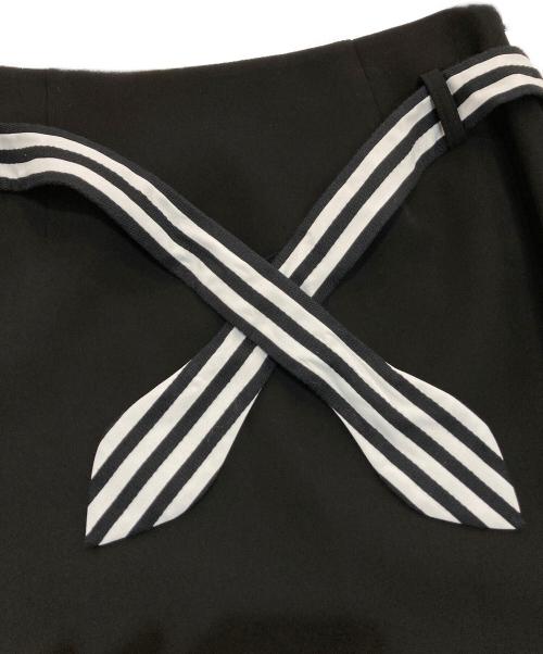 BORDERS at BALCONY（ボーダーズアットバルコニー）BORDERS AT BALCONY (ボーダーズアットバルコニー) ストライプリボン ロングスカート　BD2021-3H-76 ブラック サイズ:38 未使用品の古着・服飾アイテム