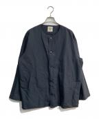 JACKMANジャックマン）の古着「Cotton Linen Collarless Jacket　JM8213」｜ダークグレー