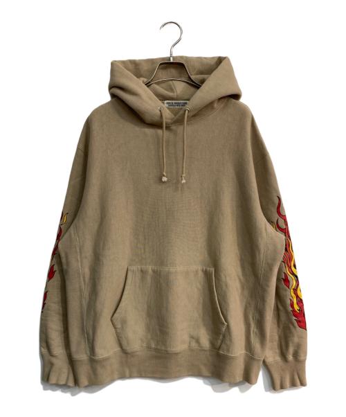 COOTIE PRODUCTIONS（クーティープロダクツ）COOTIE PRODUCTIONS (クーティープロダクツ) プリントプルオーバーパーカー ベージュ サイズ:Lの古着・服飾アイテム