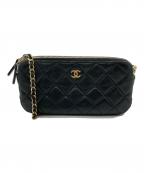 CHANELシャネル）の古着「マトラッセ Wファスナーチェーンウォレット」｜ブラック