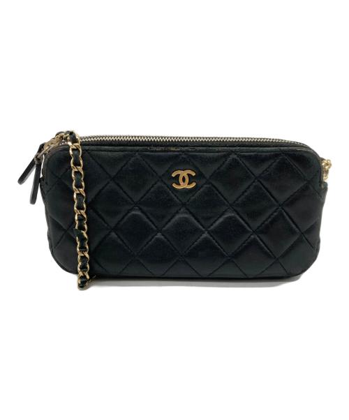 CHANEL（シャネル）CHANEL (シャネル) マトラッセ Wファスナーチェーンウォレット ブラックの古着・服飾アイテム