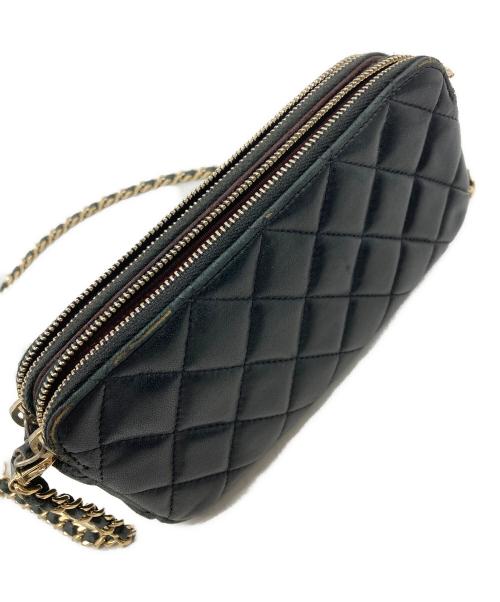 CHANEL（シャネル）CHANEL (シャネル) マトラッセ Wファスナーチェーンウォレット ブラックの古着・服飾アイテム