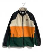 BURBERRYバーバリー）の古着「TB Logo Color Block Fleece Zip Up Blouson TB　8021874」｜オレンジ×グリーン