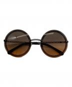 CHANELシャネル）の古着「ココマークチェーン付サングラス」｜ブラック×ブラウン