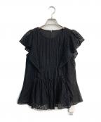 JUSGLITTYジャスグリッティー）の古着「レースチュニックブラウス」｜ブラック