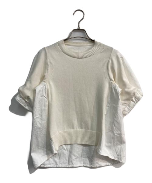 sacai（サカイ）sacai (サカイ) 切替ニットプルオーバー　24-07292 ホワイト サイズ:1の古着・服飾アイテム