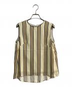 GRACE CLASSグレースクラス）の古着「ストライプノースリーブブラウス　38348051」｜ベージュ