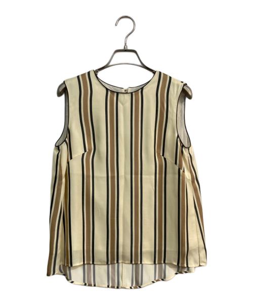 GRACE CLASS（グレースクラス）GRACE CLASS (グレースクラス) ストライプノースリーブブラウス　38348051 ベージュ サイズ:36の古着・服飾アイテム