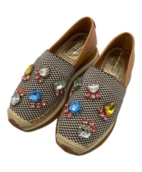 TORY BURCH（トリーバーチ）TORY BURCH (トリーバーチ) デイジー クリスタルエスパドリーユ ブラウン サイズ:6Mの古着・服飾アイテム