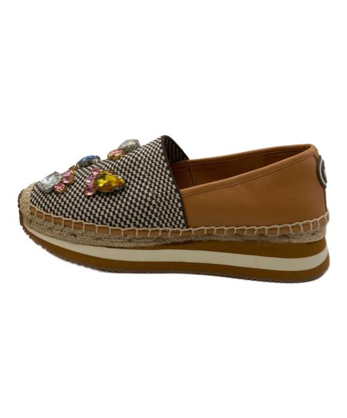 TORY BURCH（トリーバーチ）TORY BURCH (トリーバーチ) デイジー クリスタルエスパドリーユ ブラウン サイズ:6Mの古着・服飾アイテム