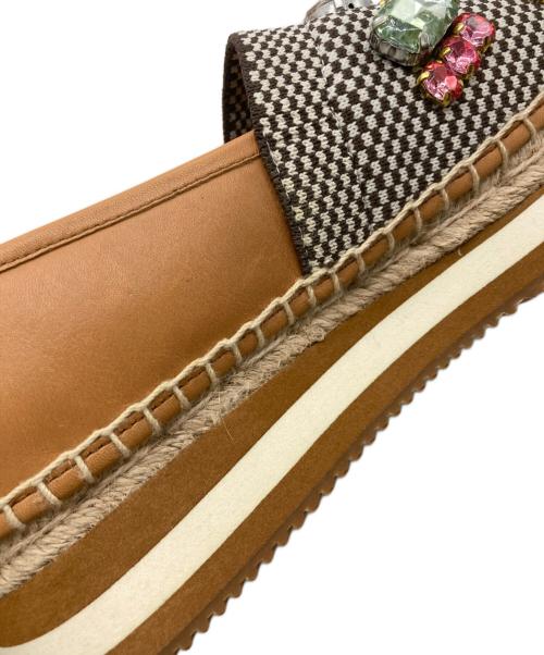 TORY BURCH（トリーバーチ）TORY BURCH (トリーバーチ) デイジー クリスタルエスパドリーユ ブラウン サイズ:6Mの古着・服飾アイテム