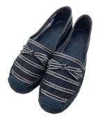 TORY BURCHトリーバーチ）の古着「リボンエスパドリーユ」｜ネイビー×ホワイト