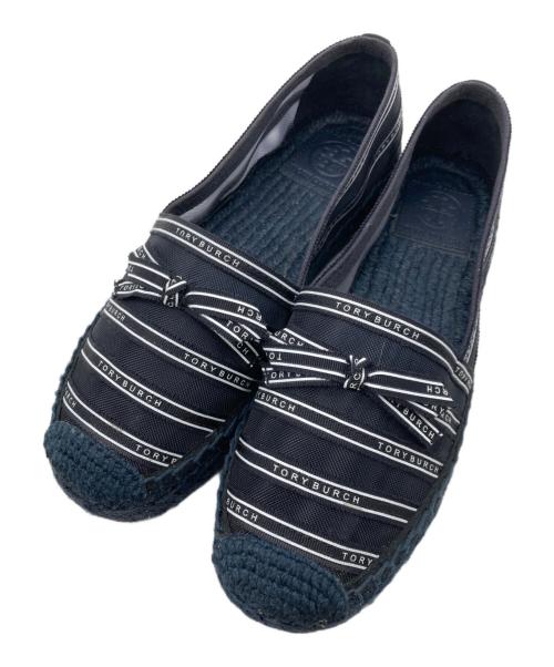 TORY BURCH（トリーバーチ）TORY BURCH (トリーバーチ) リボンエスパドリーユ ネイビー×ホワイト サイズ:6Mの古着・服飾アイテム