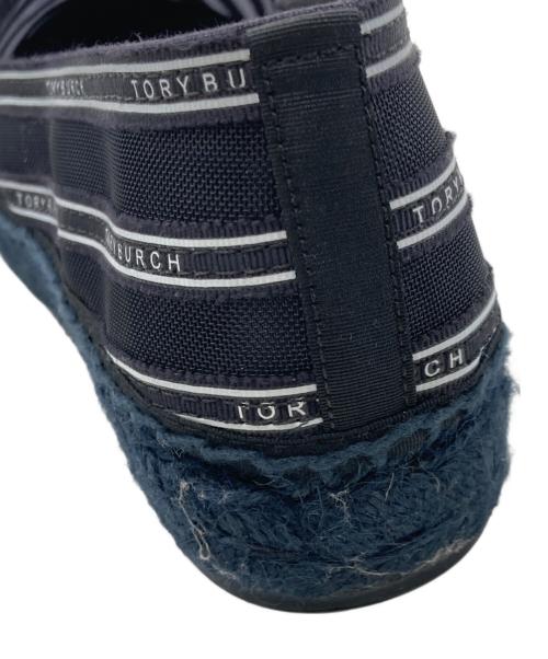 TORY BURCH（トリーバーチ）TORY BURCH (トリーバーチ) リボンエスパドリーユ ネイビー×ホワイト サイズ:6Mの古着・服飾アイテム