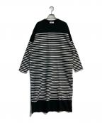 SOLAMONATソラモナ）の古着「バスクマキシワンピース」｜ブラック×ホワイト