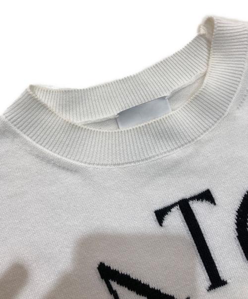 patou（パトゥ）Patou (パトゥ) フロントロゴニット　22SA2-KN068-45 ホワイト サイズ:Freeの古着・服飾アイテム