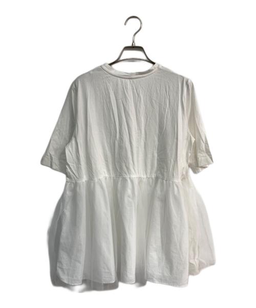 F by ROSSO（エフバイロッソ）F by ROSSO (エフバイロッソ) ペプラムチュールカットソー ホワイト サイズ:Free 未使用品の古着・服飾アイテム