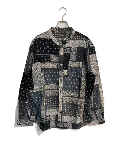 SCHOTT BROS.（ショット）SCHOTT BROS. (ショットブロス) ノーカラーバンダナ柄シャツ　3105048 ブラック×ホワイト サイズ:XLの古着・服飾アイテム