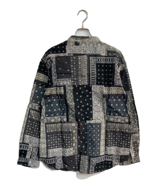 SCHOTT BROS.（ショット）SCHOTT BROS. (ショットブロス) ノーカラーバンダナ柄シャツ　3105048 ブラック×ホワイト サイズ:XLの古着・服飾アイテム