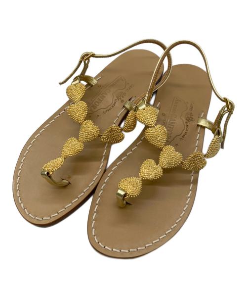 amedeo canfora（アメデオカンファー）AMEDEO CANFORA (アメデオカンファー) FRIDA SANDALS ゴールド サイズ:US6の古着・服飾アイテム