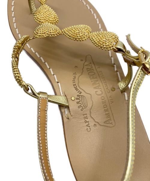 amedeo canfora（アメデオカンファー）AMEDEO CANFORA (アメデオカンファー) FRIDA SANDALS ゴールド サイズ:US6の古着・服飾アイテム