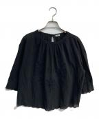 IENAイエナ）の古着「スカラップ刺繍Tブラウス」｜ブラック
