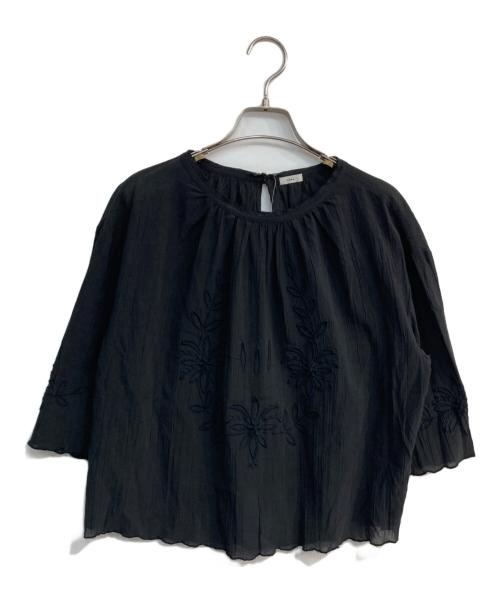 IENA（イエナ）IENA (イエナ) スカラップ刺繍Tブラウス ブラック サイズ:Free 未使用品の古着・服飾アイテム