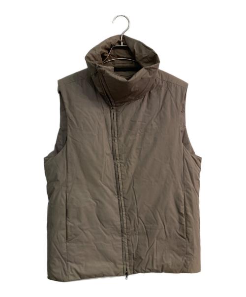 KAZUYUKI KUMAGAI ATTACHMENT（カズユキクマガイ アタッチメント）KAZUYUKI KUMAGAI ATTACHMENT (カズユキクマガイ アタッチメント) タイプライターレザータ加工 ダウンベスト　KD42-050 ブラウン サイズ:3の古着・服飾アイテム