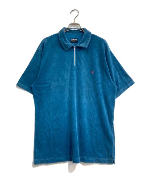 stussy（ステューシー）stussy (ステューシー) パイル地ハーフジップシャツ ブルー サイズ:Mの古着・服飾アイテム