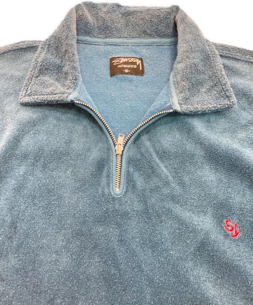 stussy（ステューシー）stussy (ステューシー) パイル地ハーフジップシャツ ブルー サイズ:Mの古着・服飾アイテム