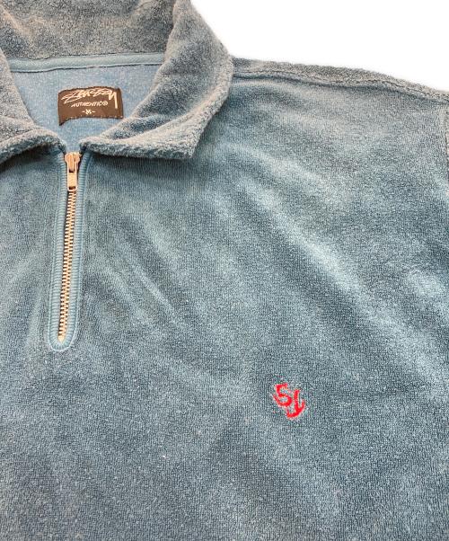 stussy（ステューシー）stussy (ステューシー) パイル地ハーフジップシャツ ブルー サイズ:Mの古着・服飾アイテム