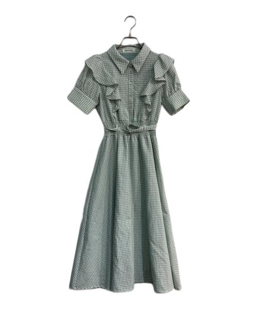 REDYAZEL（レディアゼル）REDYAZEL (レディアゼル) ギンガム半袖ワンピース グリーン×ホワイト サイズ:Freeの古着・服飾アイテム