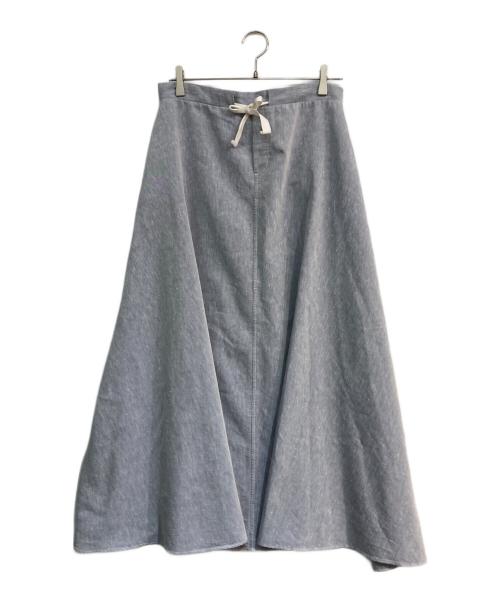 MM6 Maison Margiela（エムエムシックスメゾンマルジェラ）MM6 Maison Margiela (エムエムシックスメゾンマルジェラ) リネンボリュームフレアスカート ブルー サイズ:38の古着・服飾アイテム