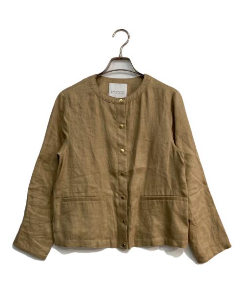 MACKINTOSH PHILOSOPHY（マッキントッシュ フィロソフィー）MACKINTOSH PHILOSOPHY (マッキントッシュ フィロソフィー) リネンノーカラージャケット ベージュ サイズ:38の古着・服飾アイテム