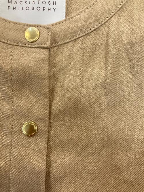 MACKINTOSH PHILOSOPHY（マッキントッシュ フィロソフィー）MACKINTOSH PHILOSOPHY (マッキントッシュ フィロソフィー) リネンノーカラージャケット ベージュ サイズ:38の古着・服飾アイテム