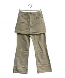 emmi atelier（エミアトリエ）の古着「スカートレイヤードセミフレアパンツ　25SS　13WFP251069」｜ベージュ