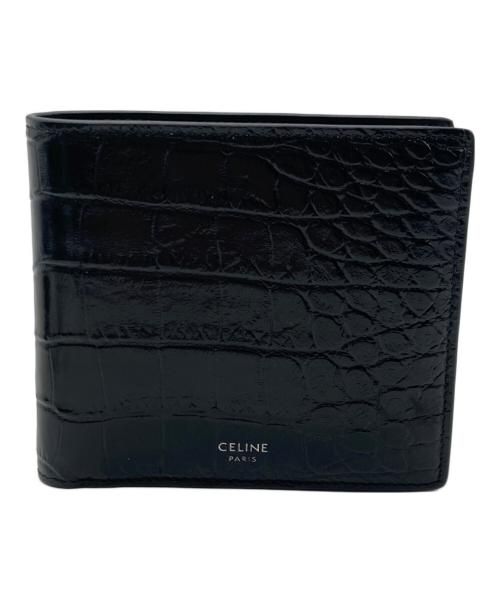CELINE（セリーヌ）CELINE (セリーヌ) バイフォールドウォレット / クロコダイル型押しカーフスキン　10C873CUX ブラックの古着・服飾アイテム