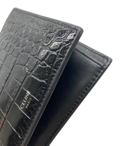 CELINE（セリーヌ）CELINE (セリーヌ) バイフォールドウォレット / クロコダイル型押しカーフスキン　10C873CUX ブラックの古着・服飾アイテム