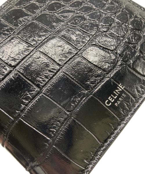 CELINE（セリーヌ）CELINE (セリーヌ) バイフォールドウォレット / クロコダイル型押しカーフスキン　10C873CUX ブラックの古着・服飾アイテム