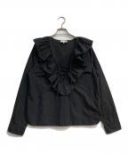 GANNIガニー）の古着「フリルカラーブラウス　F9059-24SS」｜ブラック