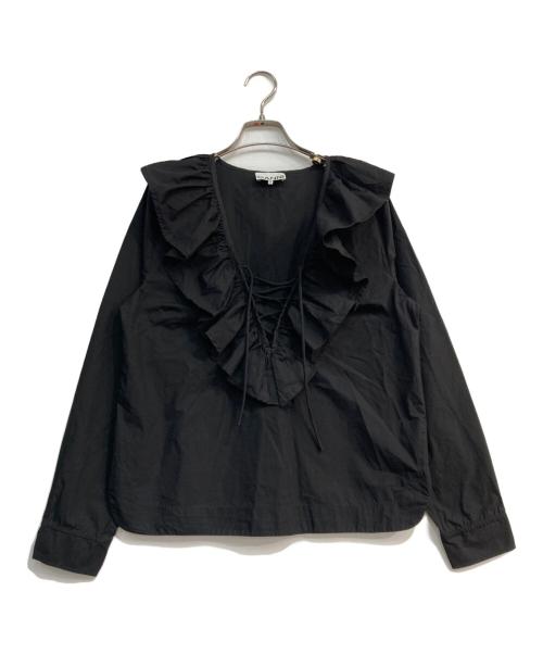 GANNI（ガニー）Ganni (ガニー) フリルカラーブラウス　F9059-24SS ブラック サイズ:36の古着・服飾アイテム