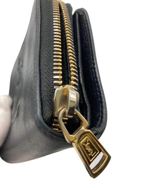 Yves Saint Laurent（イヴサンローラン）Yves Saint Laurent (イヴサンローラン) YSLロゴラウンドファスナーウォレット ブラックの古着・服飾アイテム