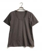 anuansアニュアンス）の古着「シルクタッチコットンUネックT　1524112050-7」｜チャコールグレー